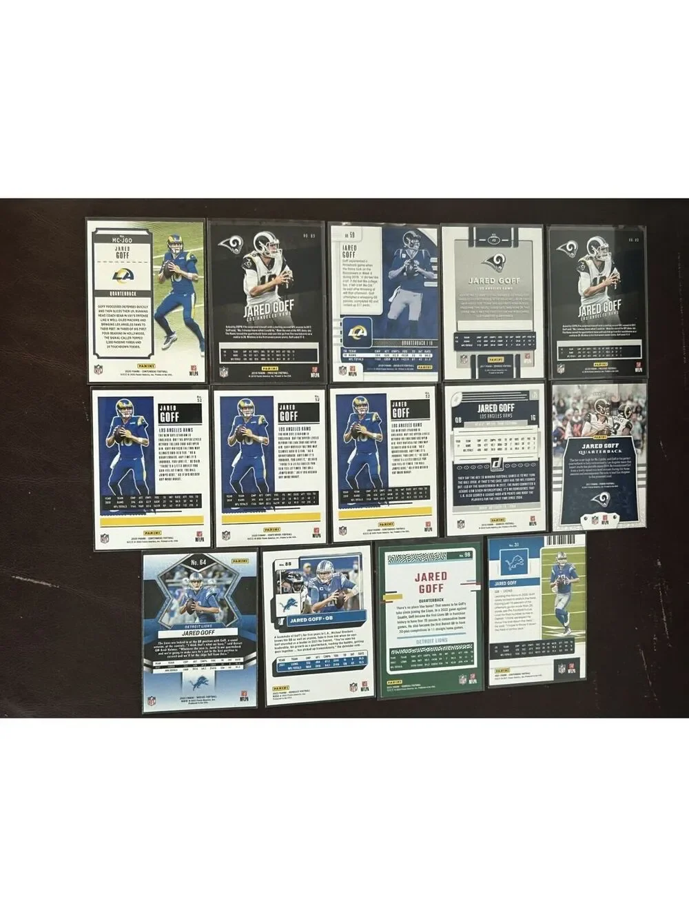 JARED GOFF PANINI 14 CARD COLLECTION NM CONTENDERS PRESTIGE DONRUSS MOSAIC +